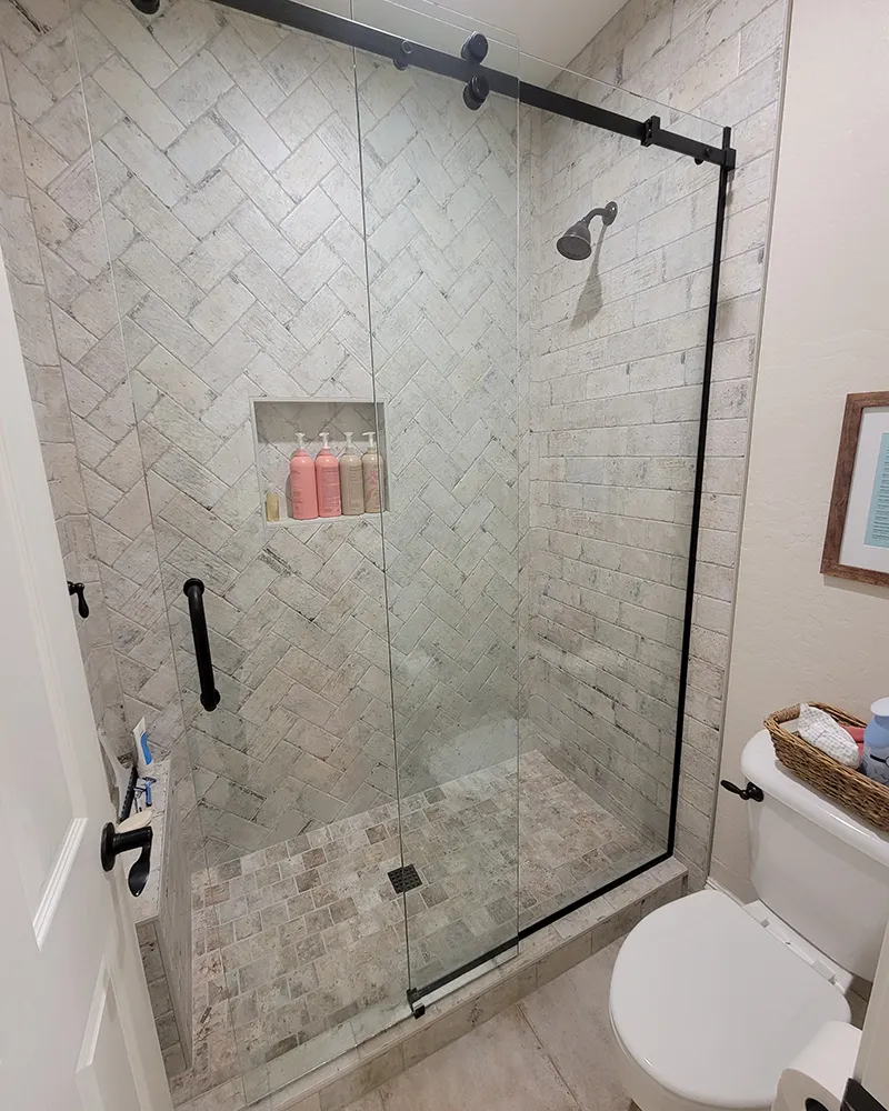 Natural Stone Tile in Shower | Legend Flooring